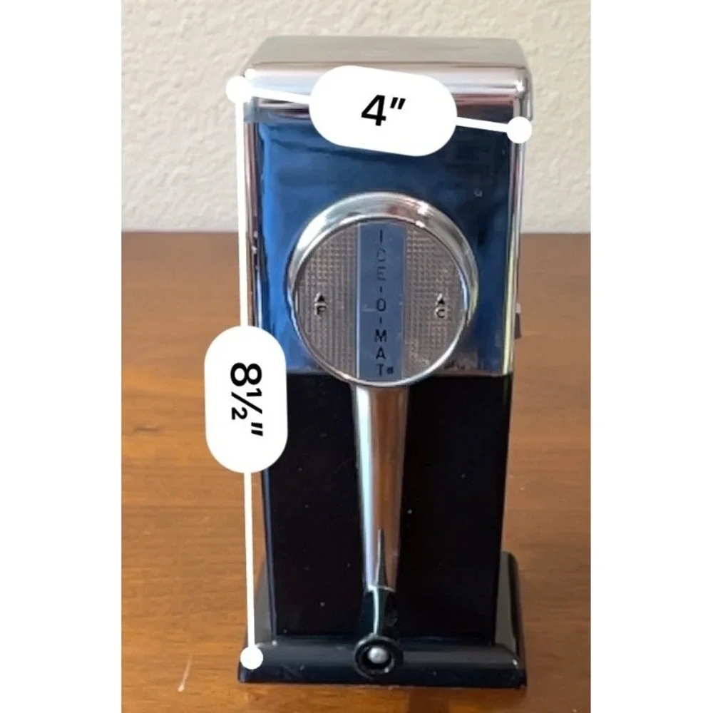 Vintage Ice-O-Mat Hand Crank Ice Crusher Retro‎ Barware Black Chrome